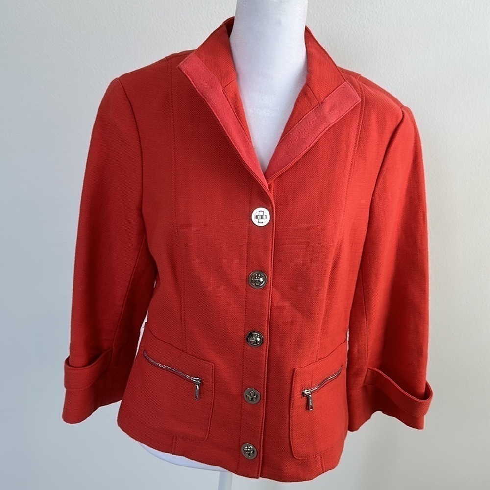 Worth cotton/linen jacket. Color: Coral. Size: 4